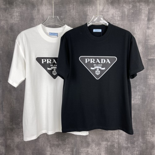 Prada Classic Logo Print T-shirt Couple Simple Casual Short Sleeves