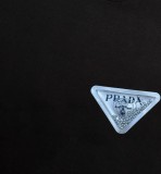 Prada Metal Triangle Short Sleeve Unisex Cotton Versatile T-shirt