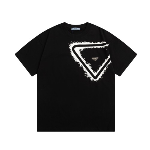 Prada Street Graffiti Metal Label Short Sleeve Unisex Fashion Casual Versatile T-shirt