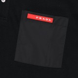Prada Classic Red Stripe Logo Polo Shirt