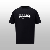 Prada Fashion Melting Logo T-shirt Unisex Casual Round Neck Short Sleeves