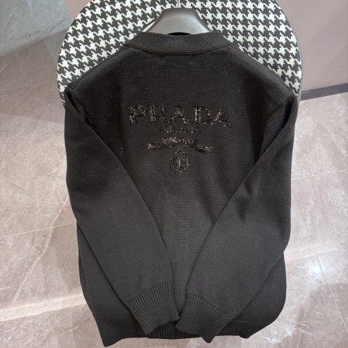 Prada V-neck Knitted Sweater Fashion New Casual Pullover Hoodie