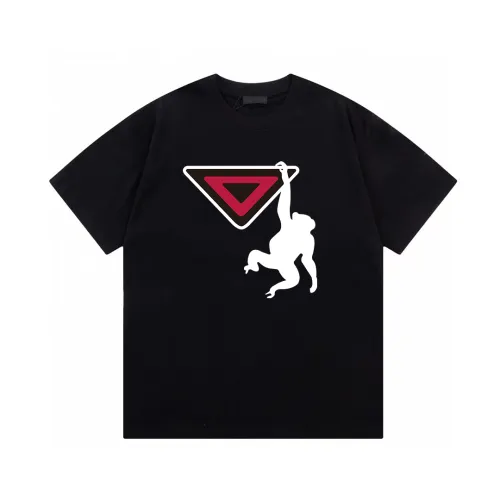 Prada Gorilla Logo Printed T-shirt Unisex Versatile Casual Short Sleeves
