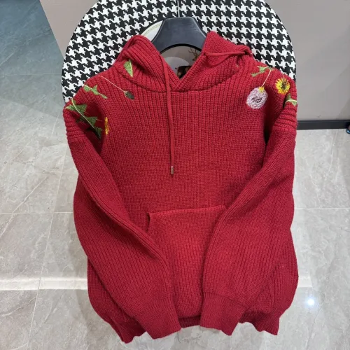 Loewe Floral Embroidered Drawstring Hoodie Unisex Casual Knitted Sweater