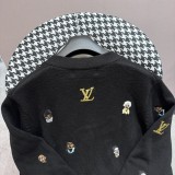 Louis Vuitton Logo Embroidered Classic Cardigan Casual Loose Pullover Hoodie
