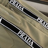 Prada Classic Logo Shorts Unisex Casual Jacquard Ribbon Spliced Sports Pants