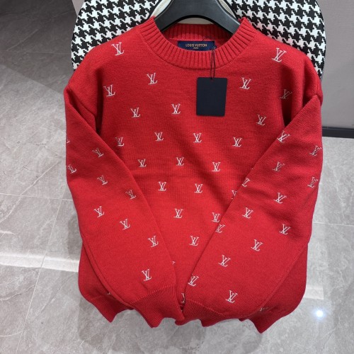 Louis Vuitton Logo Embroidered Casual Loose Pullover Crew Neck Hoodie