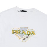 Prada High Street Toothbrush Embroidered Logo Print T-shirt Unisex Casual Cotton Short Sleeves