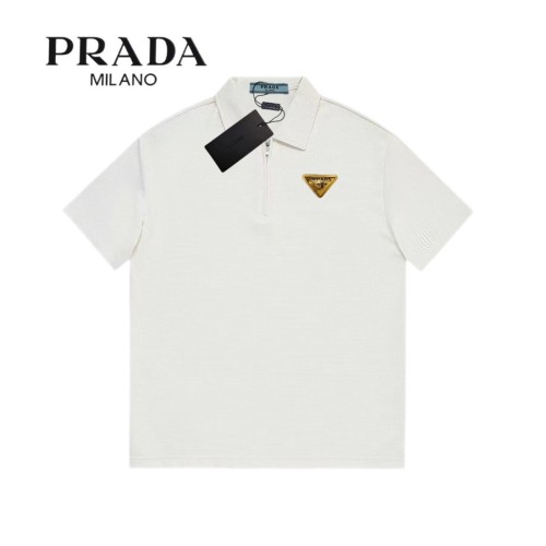 Prada Classic Minimalist Polo Collar Waffle Short Sleeve Polo Shirt