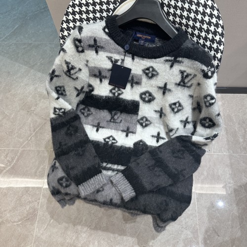 Louis Vuitton Black And White Crew Neck Sweater Unisex Fashion Casual Hoodie