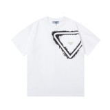 Prada Street Graffiti Metal Label Short Sleeve Unisex Fashion Casual Versatile T-shirt