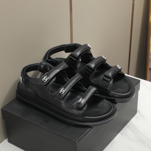 Chanel Velcro Sandals Classic Women Casual Drill Buckle Design Slippers