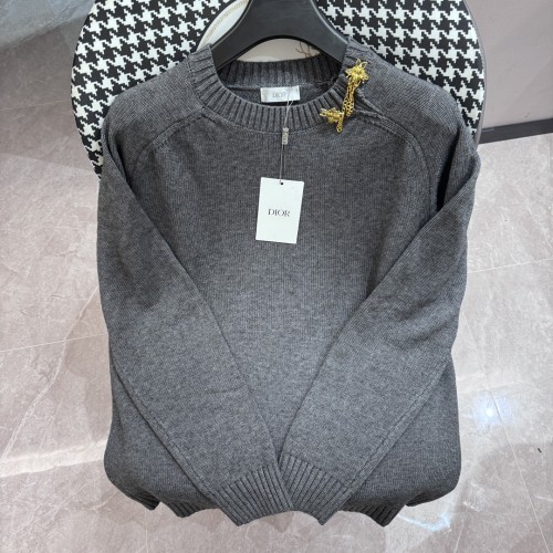 Dior Fashion Simple Sweater Casual Elegant Solid Knitted Hoodie Pullover