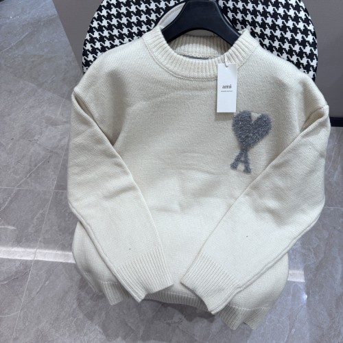 Ami Paris A Heart Logo Crew Neck Sweater Casual Fashion Pullover Hoodie