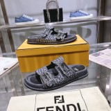 Fendi Domino Retro Casual Button Flat Bottomed Slippers Unisex Denim Street Slippers