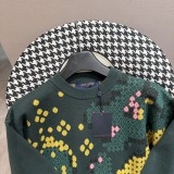 Louis Vuitton Colorful Mosaic Knitted Hoodie Fashion Casual Long Sleeve Pullover