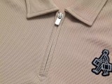 Prada Embroidery Minimalist Polo Half Zipper Collar Waffle Short Sleeve Polo Shirt