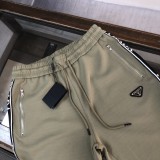 Prada Classic Logo Shorts Unisex Casual Jacquard Ribbon Spliced Sports Pants