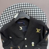 Louis Vuitton Logo Embroidered Classic Cardigan Casual Loose Pullover Hoodie