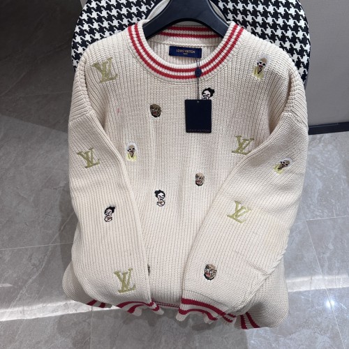 Louis Vuitton New Classic Funny Head Embroidery Knitted Sweater Cardigan