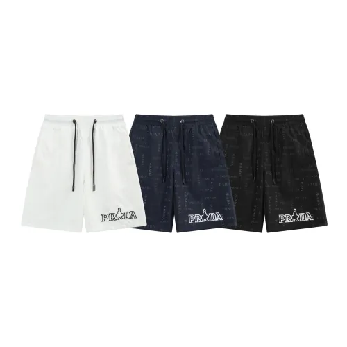 Prada New Full Logo Print Casual Beach Shorts