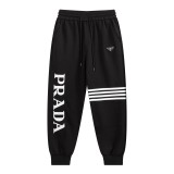 Prada New Ribbon Letter Embroidered Logo Pants Unisex Loose Casual Pants