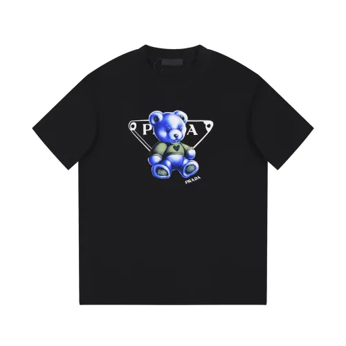 Prada New Bear logo printed short sleeved couple casual round neck T-shirt