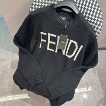 Fendi Letter Jacquard Casual Loose Crew Neck Pullover Unisex Fashion Knitted Sweater