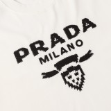 Prada Heavy Industries Logo Embroidered Short Sleeve Couple Leisure Oversize T-shirt