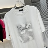 Prada High Street Offset Printing+Embroidery Short Sleeve Couple Casual Loose T-shirt