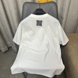 Louis Vuitton Logo Rhinestone Solid Cotton Short Sleeve Unisex Casual T-shirt