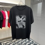 Prada High Street Offset Printing+Embroidery Short Sleeve Couple Casual Loose T-shirt