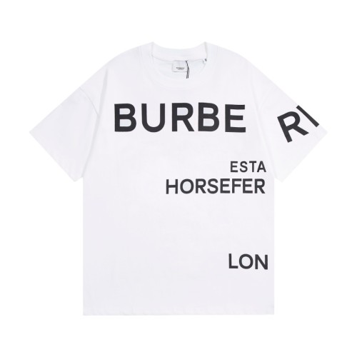 Burberry Fashion Single Row Letter Printed Short sleeved Unisex Loose Round Neck T-shirt