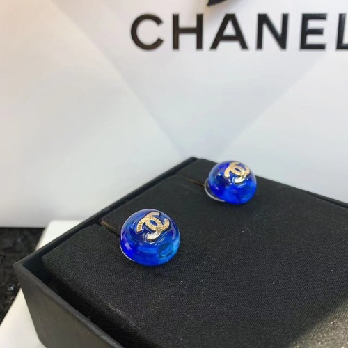 Chanel Acrylic Round Stud Earrings