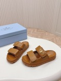 Prada Unisex Velcro Thick Soled Beach Sandals Women Rhinestone Casual Fashion Anti Slip Slippers