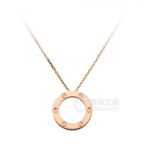 Cartier Classic Love Circular Ring Necklace 18k Rose Gold Pendant