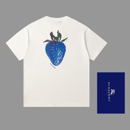 Burberry Fashion Fruit Print Short sleeved Unisex Casual Round Neck T-shirt