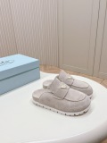 Prada Classic Fashion Sandals Women Triangle Button Bread Half Slippers