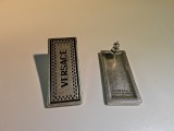 Versace Vintage Rectangular Letter Medusa Stud Earrings