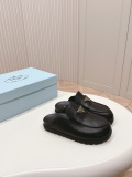 Prada Classic Fashion Sandals Women Triangle Button Bread Half Slippers