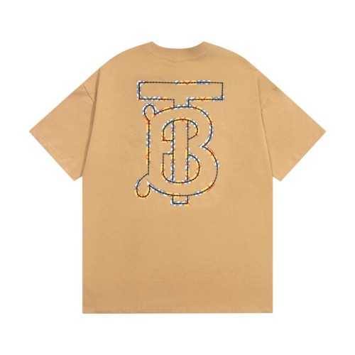 Burberry Contrasting Logo Embroidered Short Sleeved Unisex Casual Cotton T-shirt
