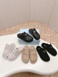 Prada Classic Fashion Sandals Women Triangle Button Bread Half Slippers