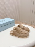 Prada Classic Fashion Sandals Women Triangle Button Bread Half Slippers