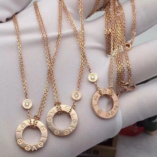 Cartier Classic Love Circular Ring Necklace 18k Rose Gold Pendant