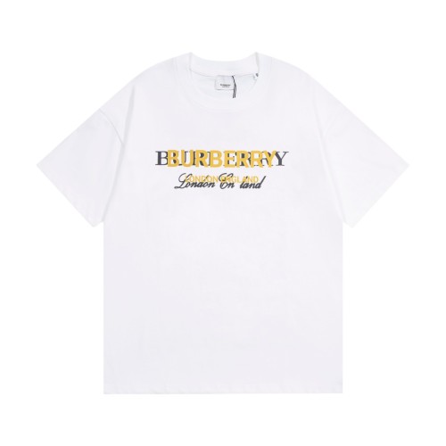 Burberry Fashion Overlap Letter Print Short sleeved Unisex Loose Round Neck T-shirt