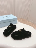 Prada Classic Fashion Sandals Women Triangle Button Bread Half Slippers