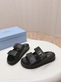 Prada Unisex Velcro Thick Soled Beach Sandals Women Rhinestone Casual Fashion Anti Slip Slippers