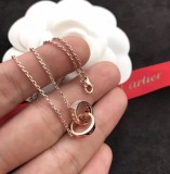 Cartier Love Double Ring Set Diamond Necklace Lettering Pendants