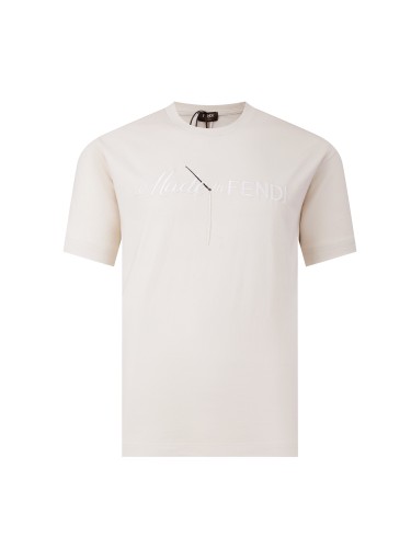 Fendi Classic Wash Logo Embroidered Short Sleeved Unisex Casual Round Neck T-shirt