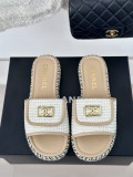 Chanel Women Comfort Lightweight Adjustable Slippers Fashion Retro Velcro Lazy Slippers
